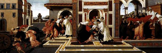 BOTTICELLI, Sandro Last Miracle and the Death of St Zenobius Norge oil painting art
